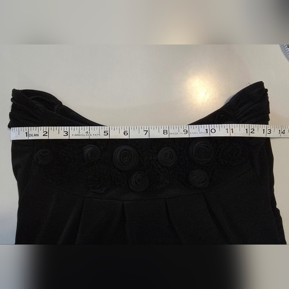 Vintage Black Stretch Floral Rosette Top Y2K Bohemian Style Size S - Picture 5 of 8